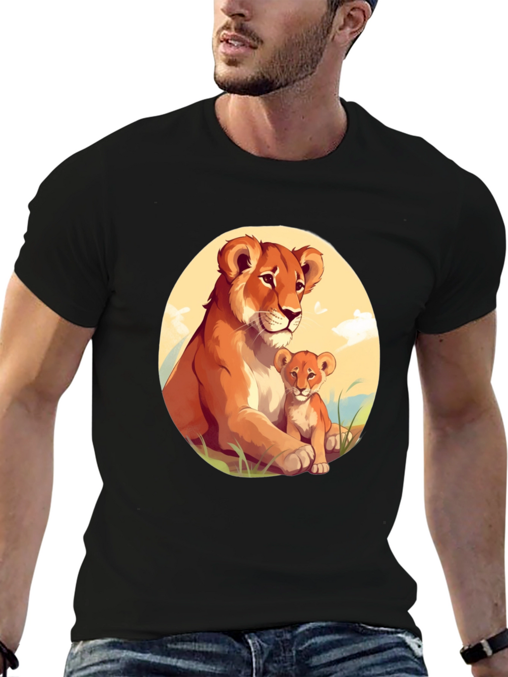 Lioness & Cub Graphic Tee - Black