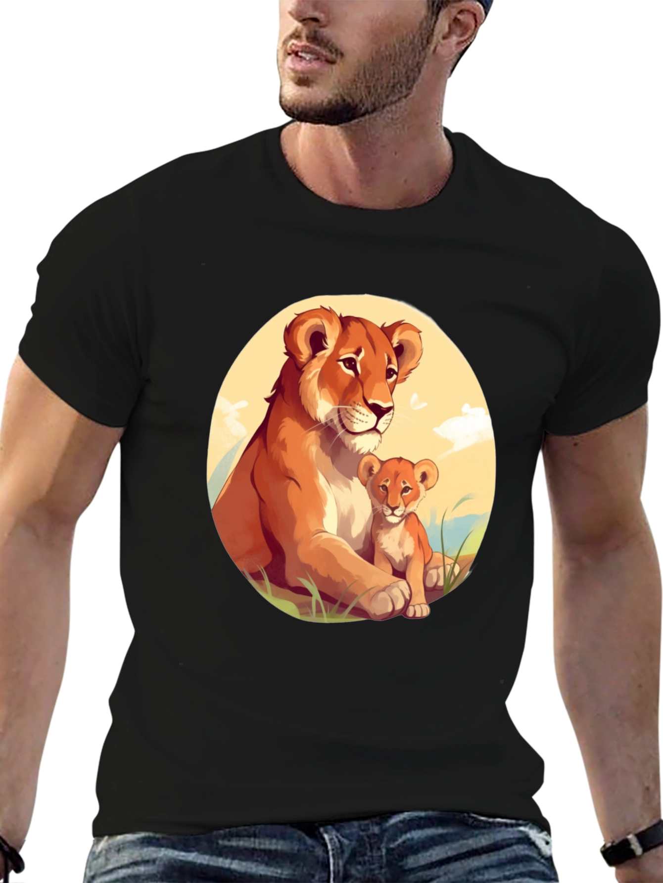Lioness & Cub Graphic Tee - Black