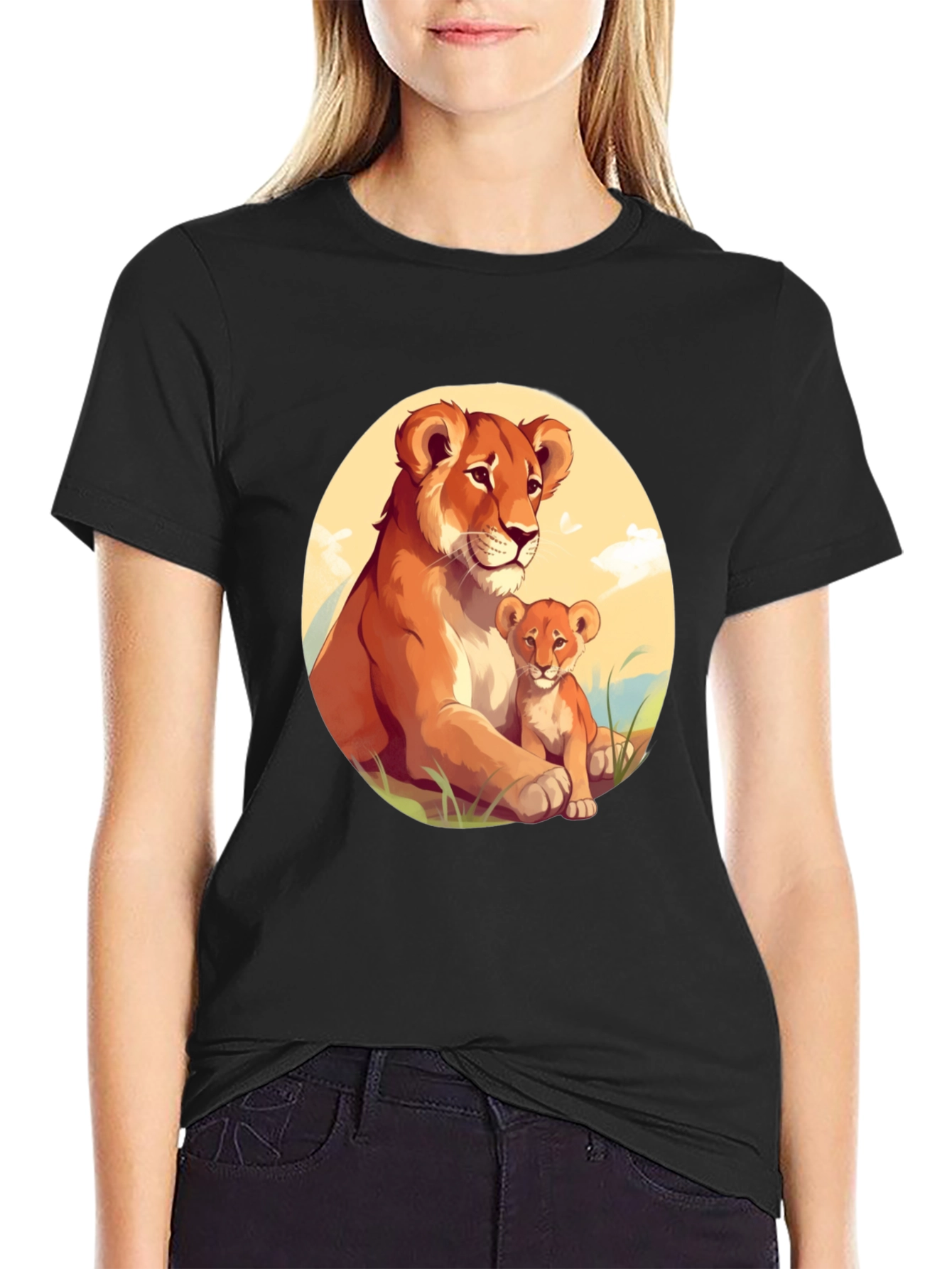 Lioness & Cub Graphic Tee - Black