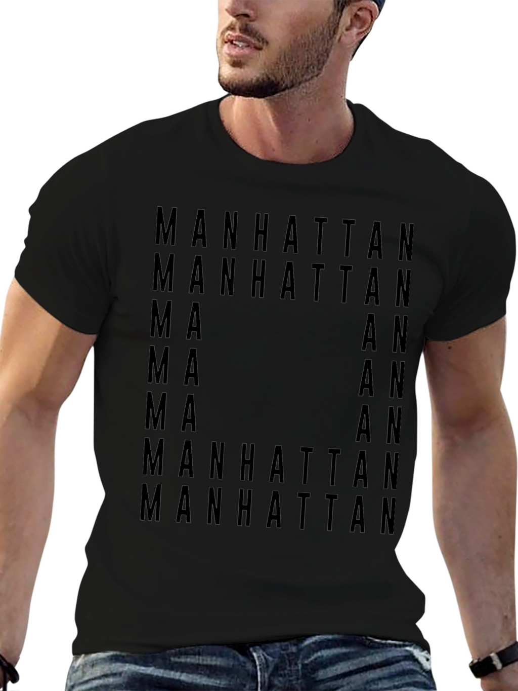 Manhattan Graphic Print Black T-Shirt