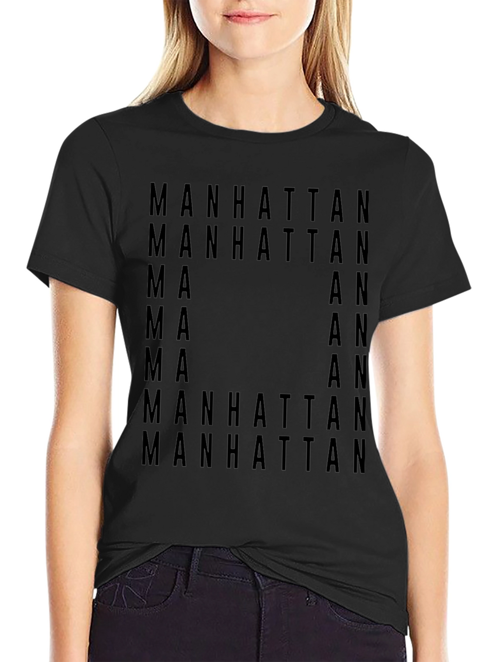 Manhattan Graphic Print Black T-Shirt