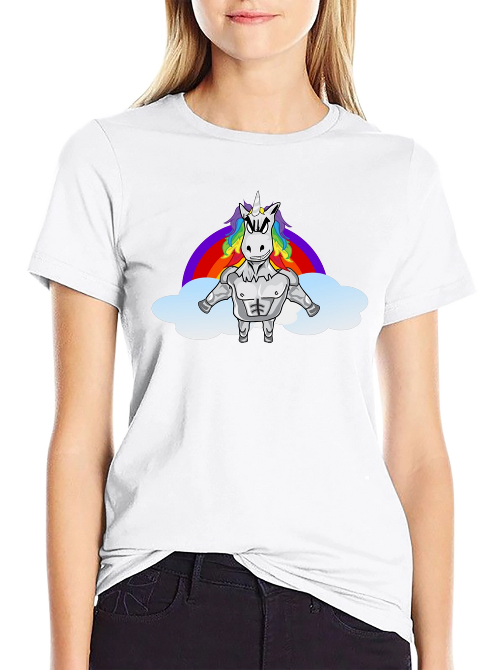 Unicorn Rainbow Graphic Tee - Black