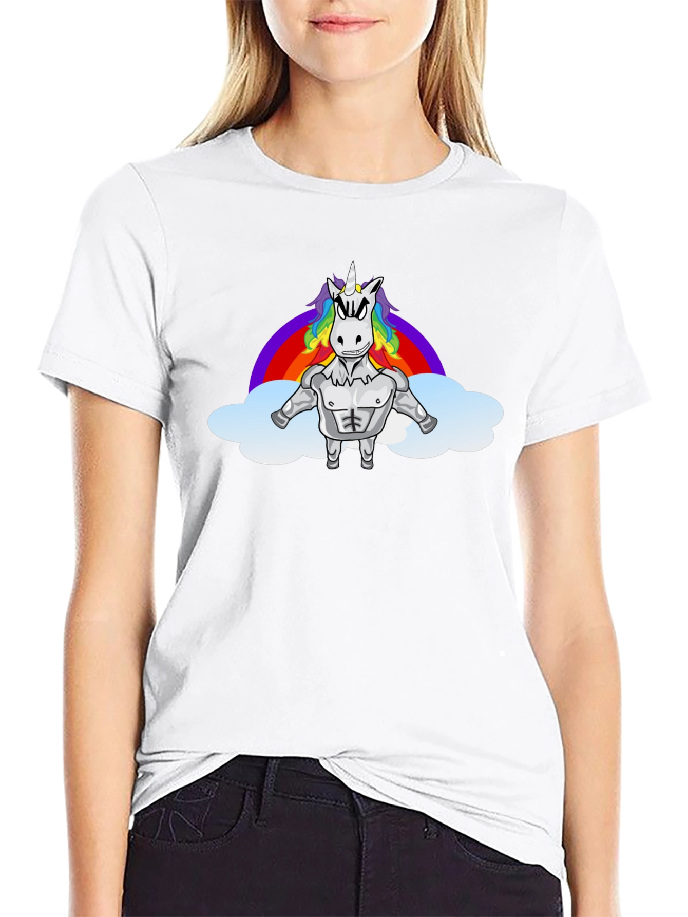Unicorn Rainbow Graphic Tee - Black