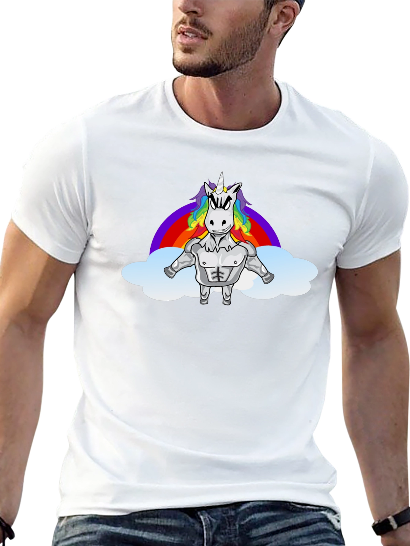 Unicorn Rainbow Graphic Tee - Black