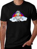 Unicorn Rainbow Graphic Tee - Black