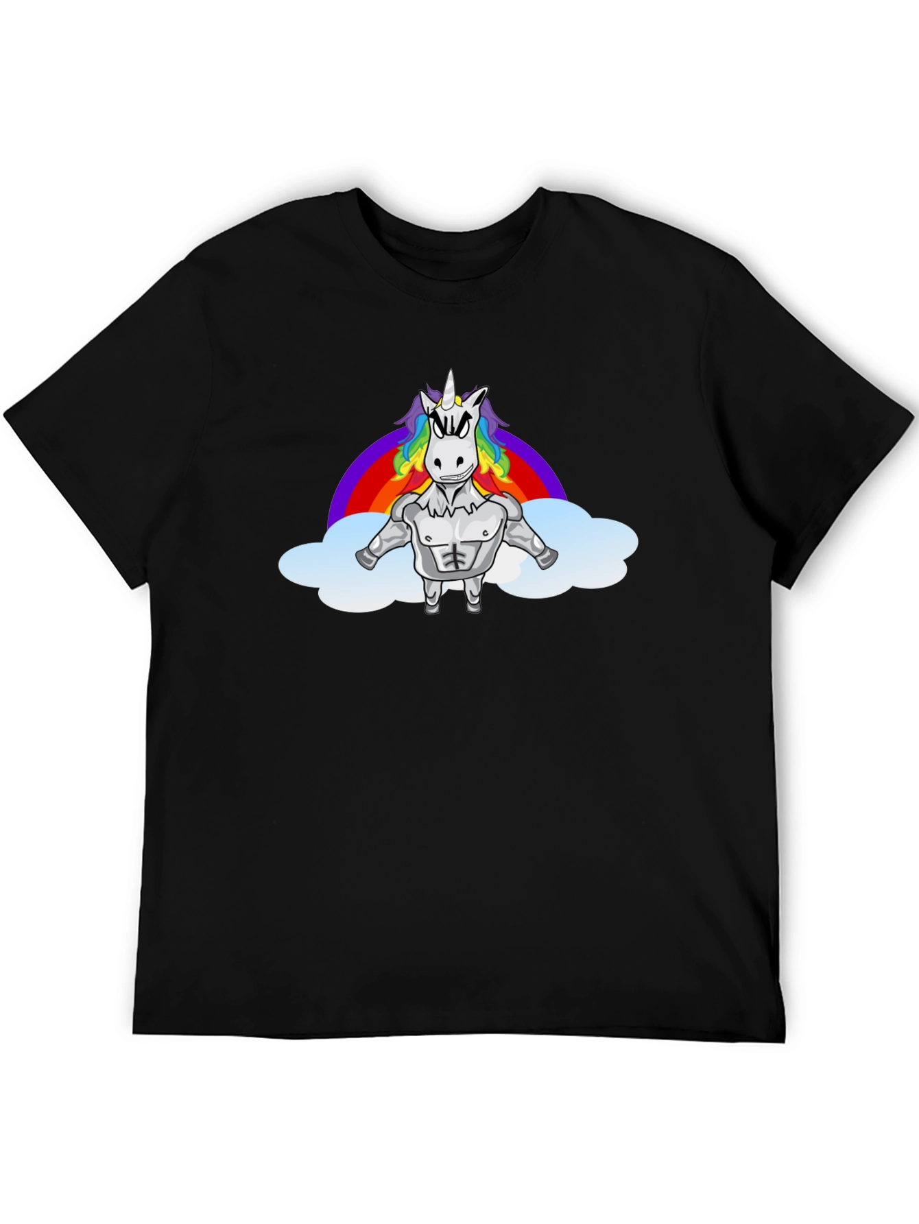 Unicorn Rainbow Graphic Tee - Black