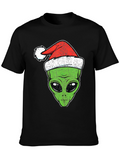 Alien Christmas Santa Hat Graphic Tee