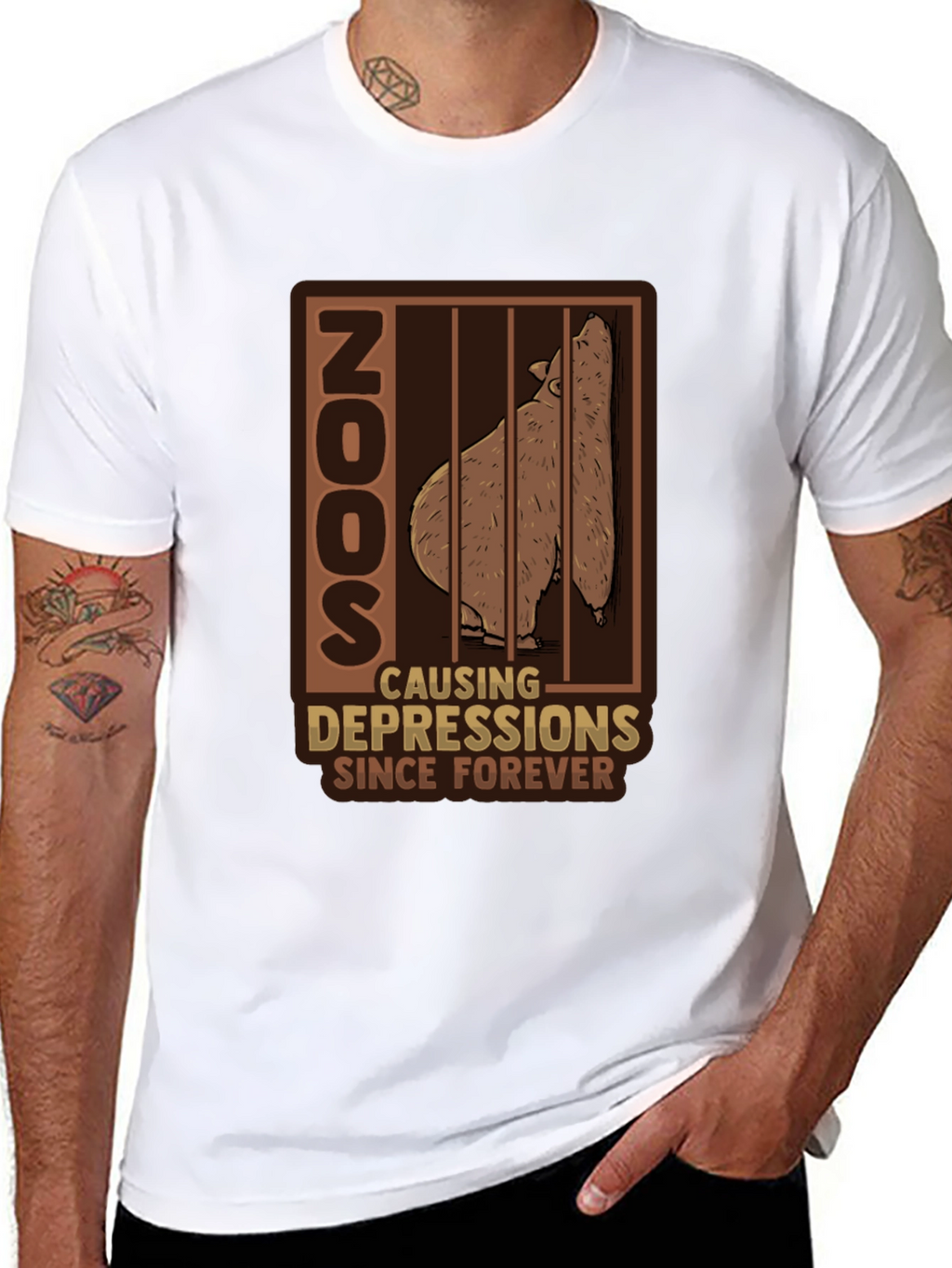 Zoo Depression T-Shirt - Bear Cage Design