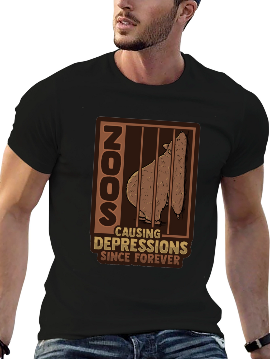 Zoo Depression T-Shirt - Bear Cage Design