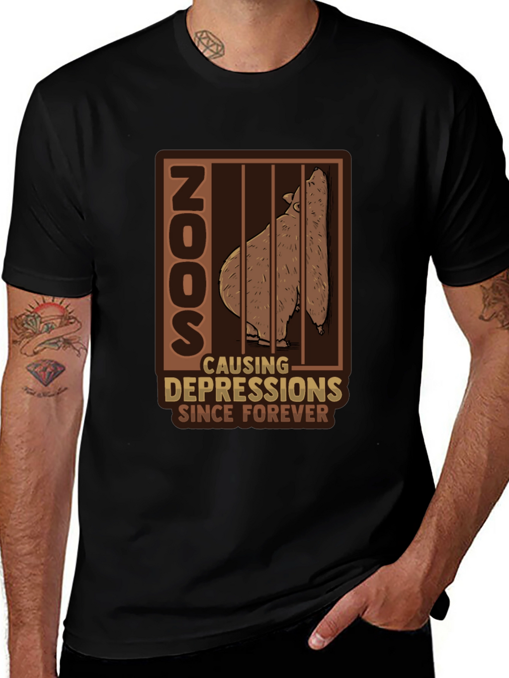 Zoo Depression T-Shirt - Bear Cage Design