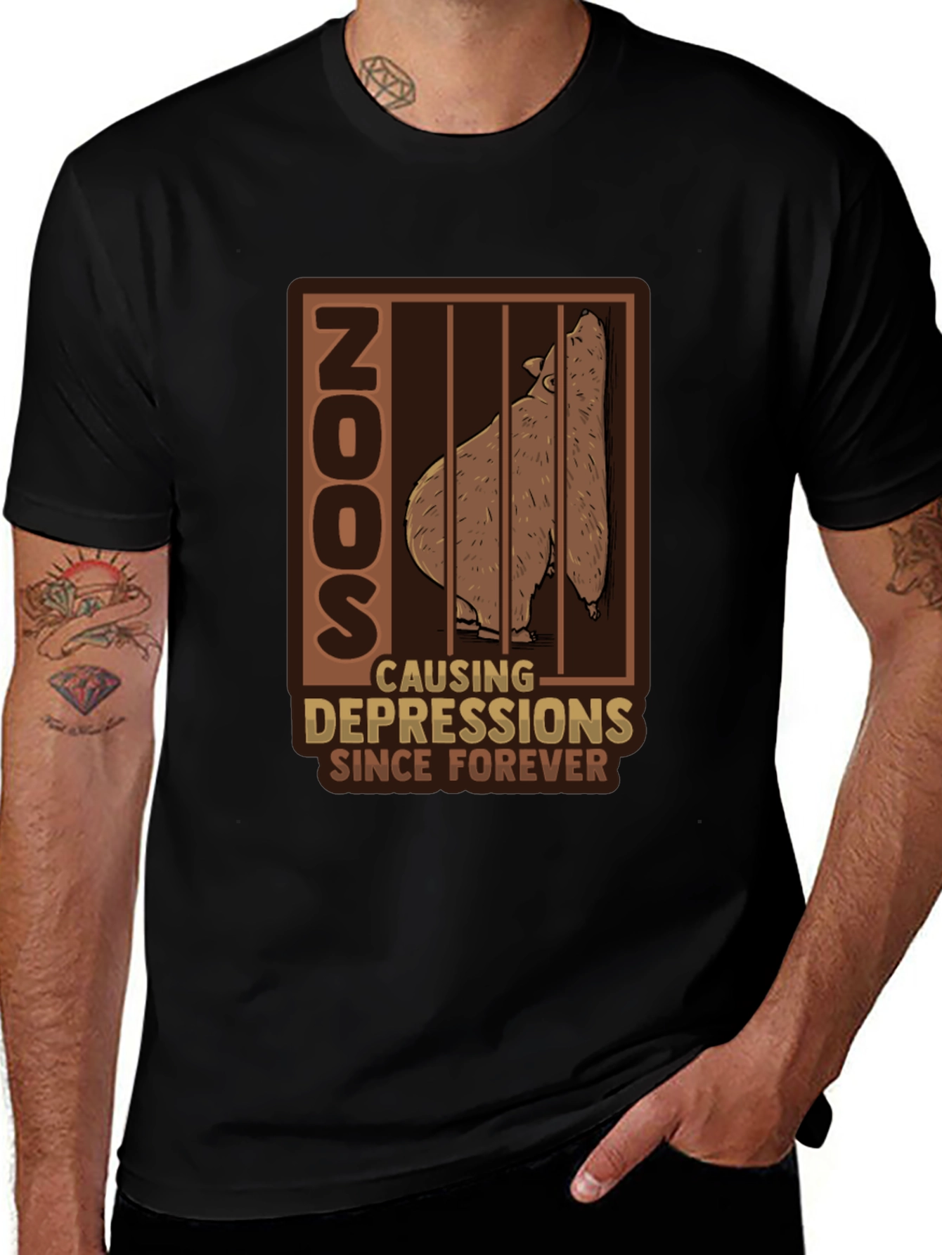 Zoo Depression T-Shirt - Bear Cage Design