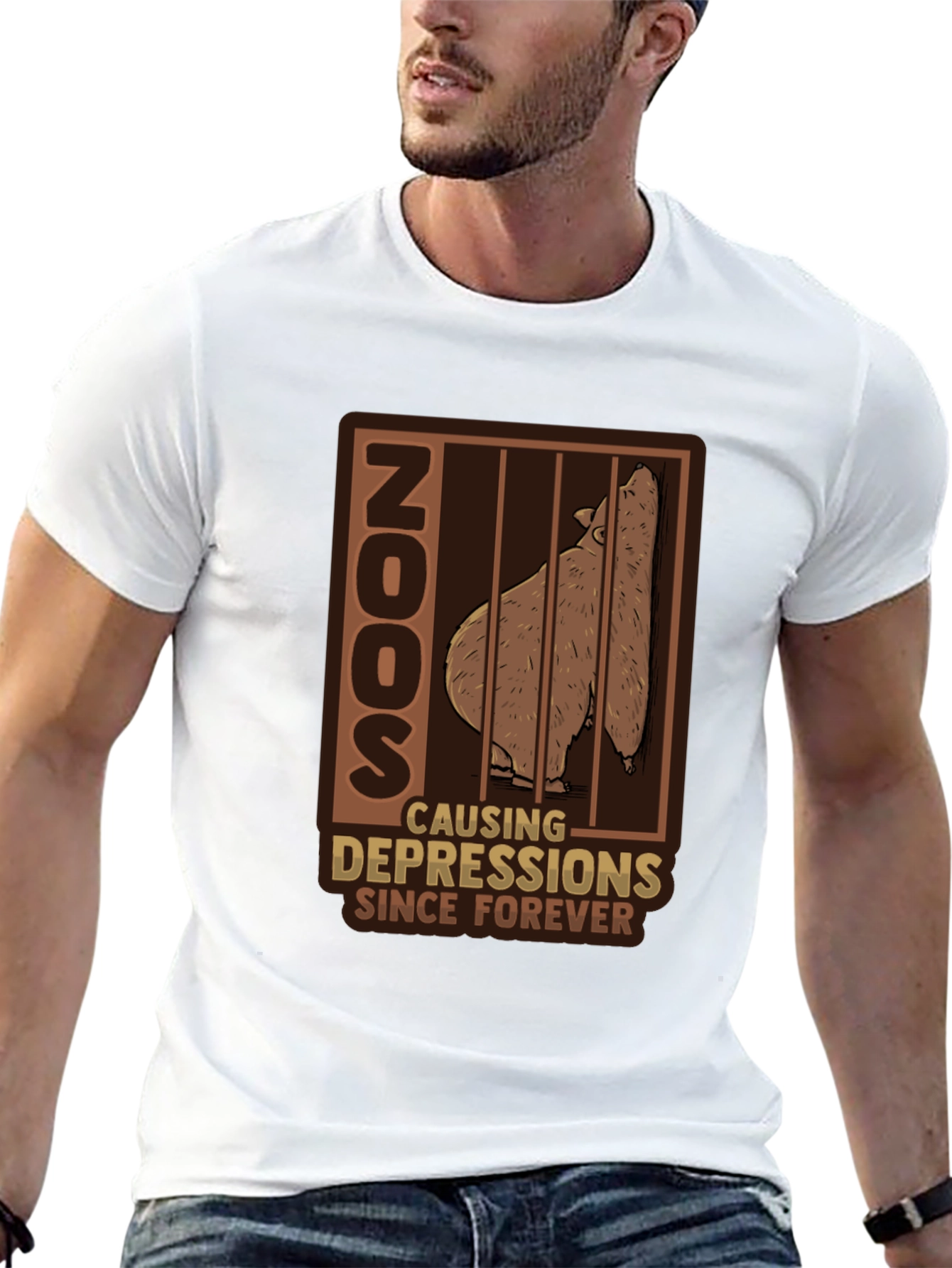Zoo Depression T-Shirt - Bear Cage Design