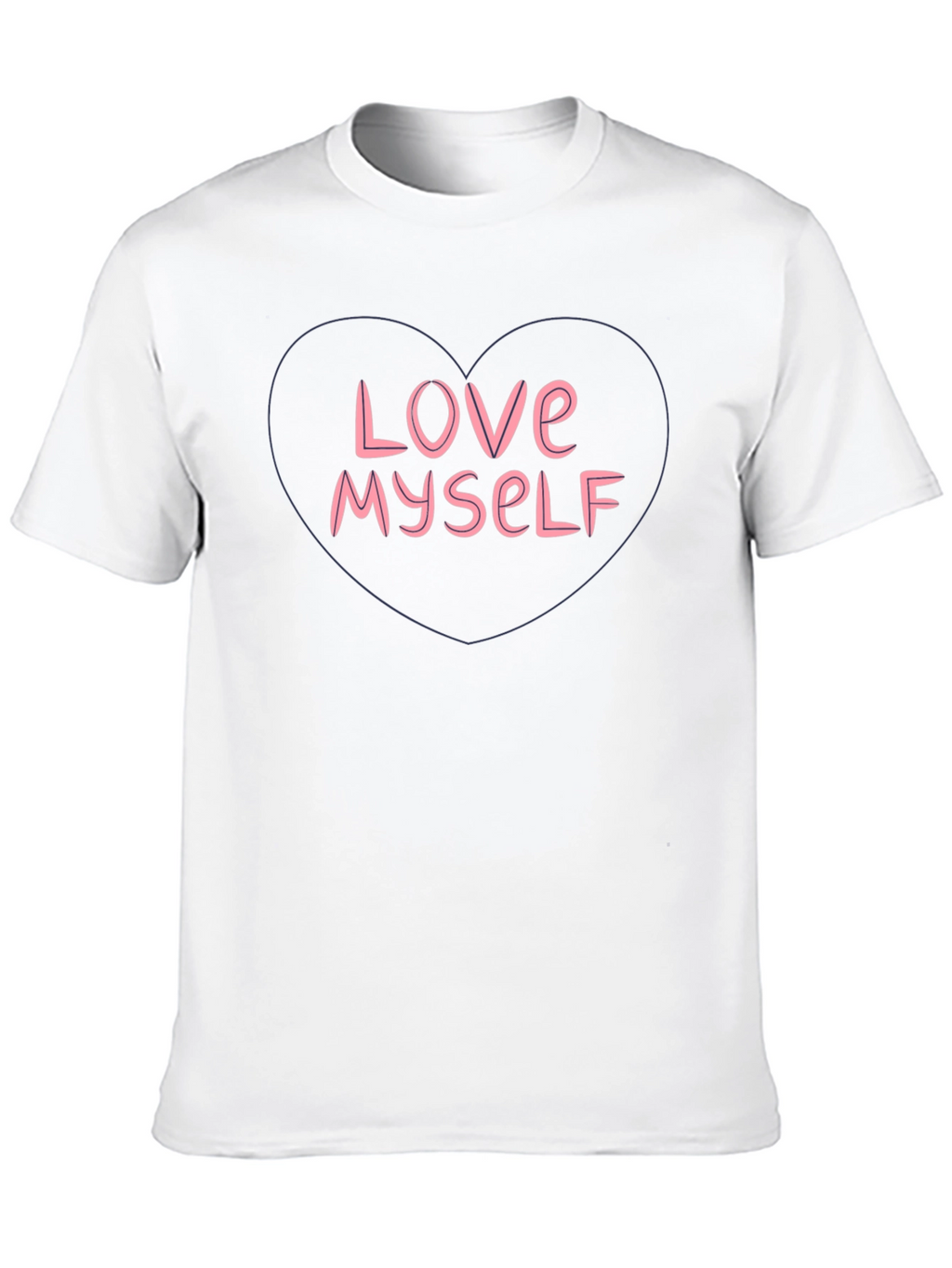 Love Myself Graphic Tee - Heart Design Black T-Shirt