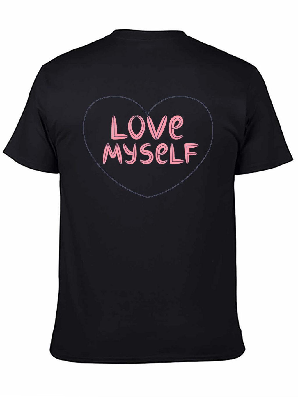 Love Myself Graphic Tee - Heart Design Black T-Shirt