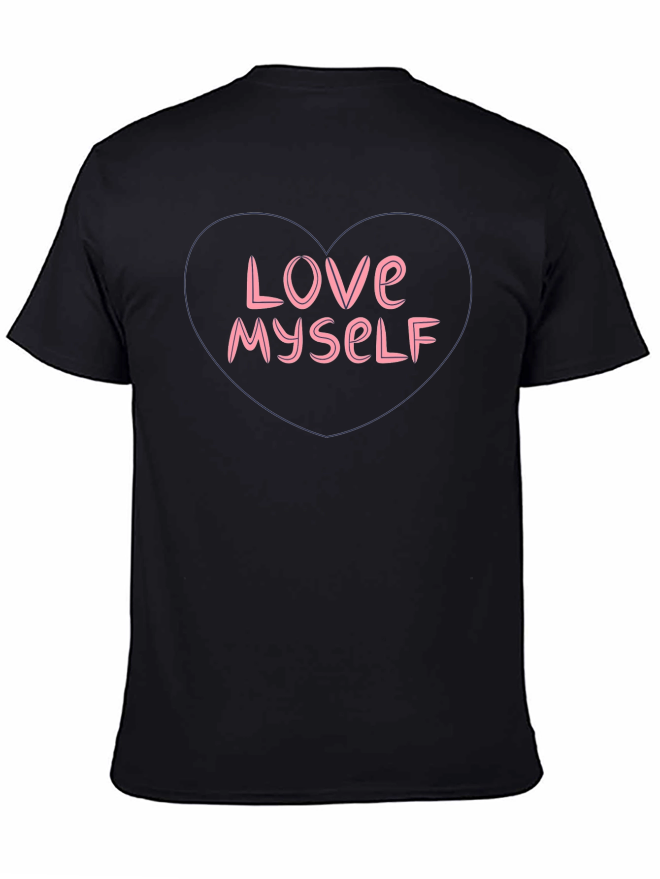 Love Myself Graphic Tee - Heart Design Black T-Shirt