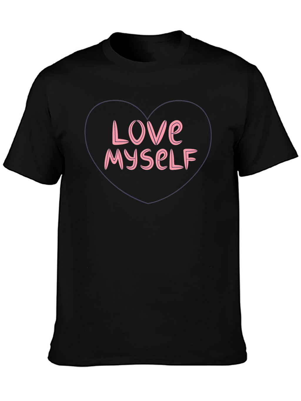 Love Myself Graphic Tee - Heart Design Black T-Shirt