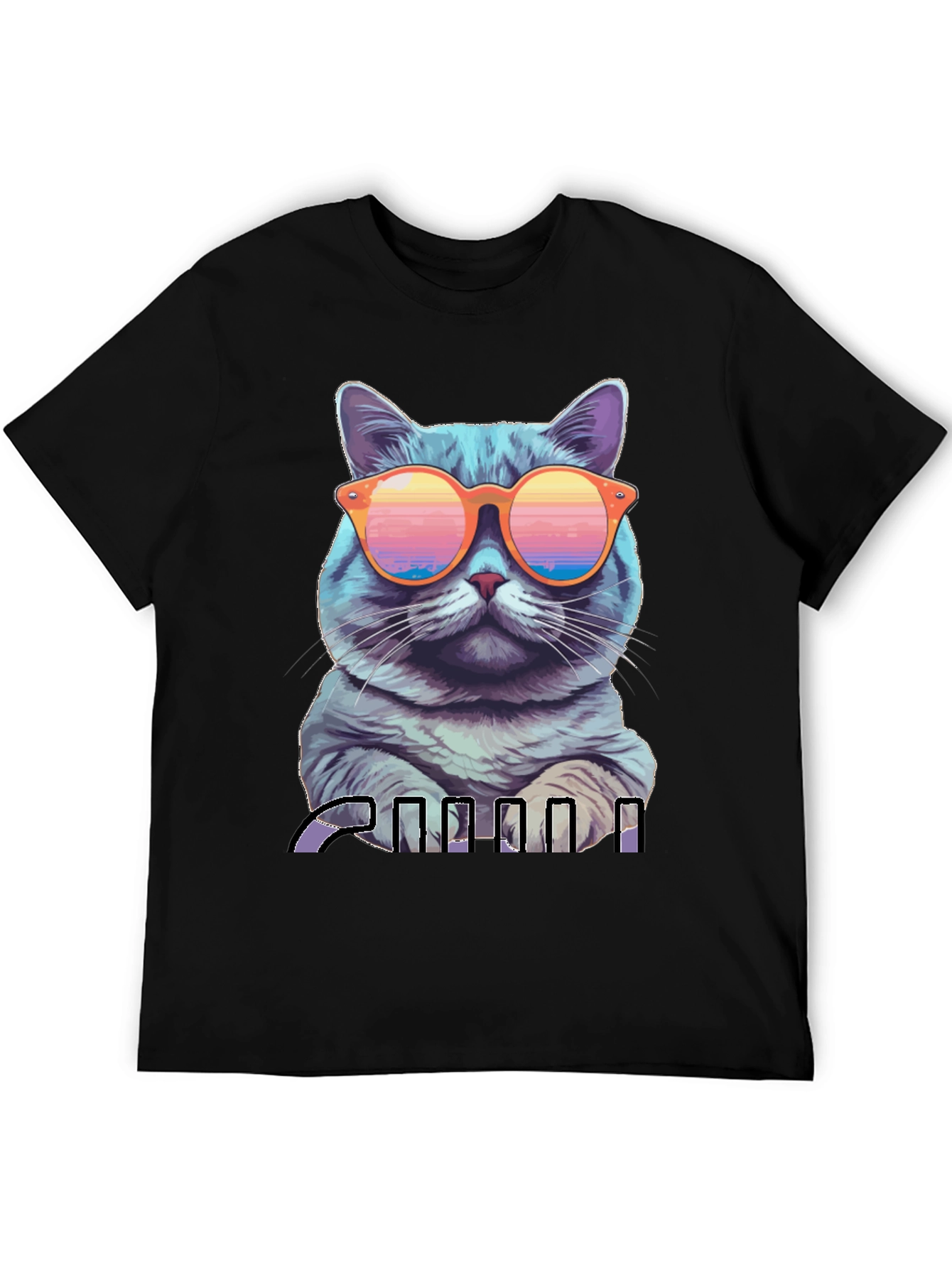 Cool Cat Graphic T-Shirt - Retro Sunglasses Design