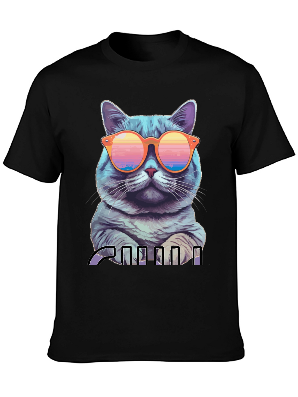 Cool Cat Graphic T-Shirt - Retro Sunglasses Design