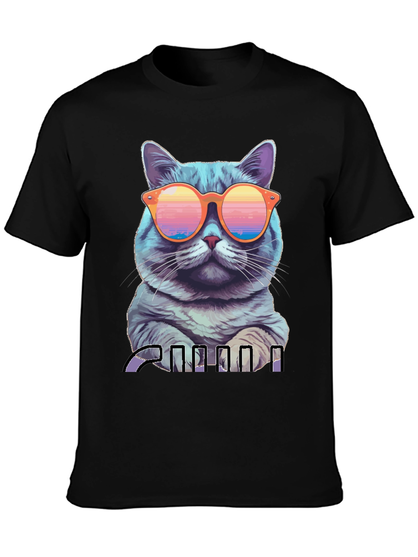 Cool Cat Graphic T-Shirt - Retro Sunglasses Design