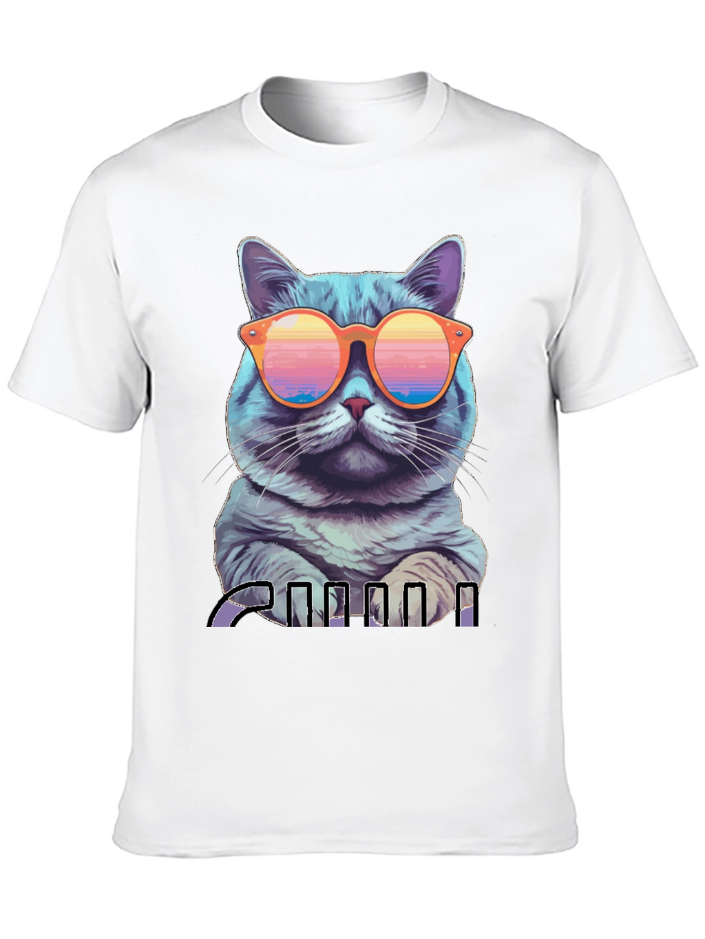 Cool Cat Graphic T-Shirt - Retro Sunglasses Design