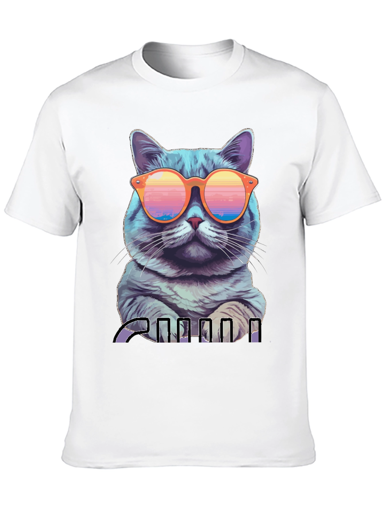 Cool Cat Graphic T-Shirt - Retro Sunglasses Design