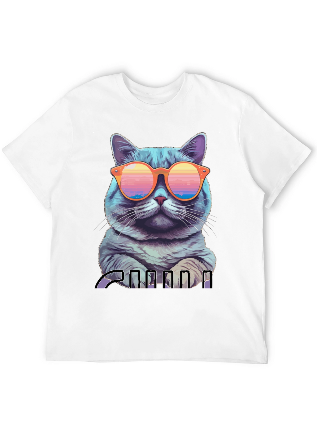 Cool Cat Graphic T-Shirt - Retro Sunglasses Design