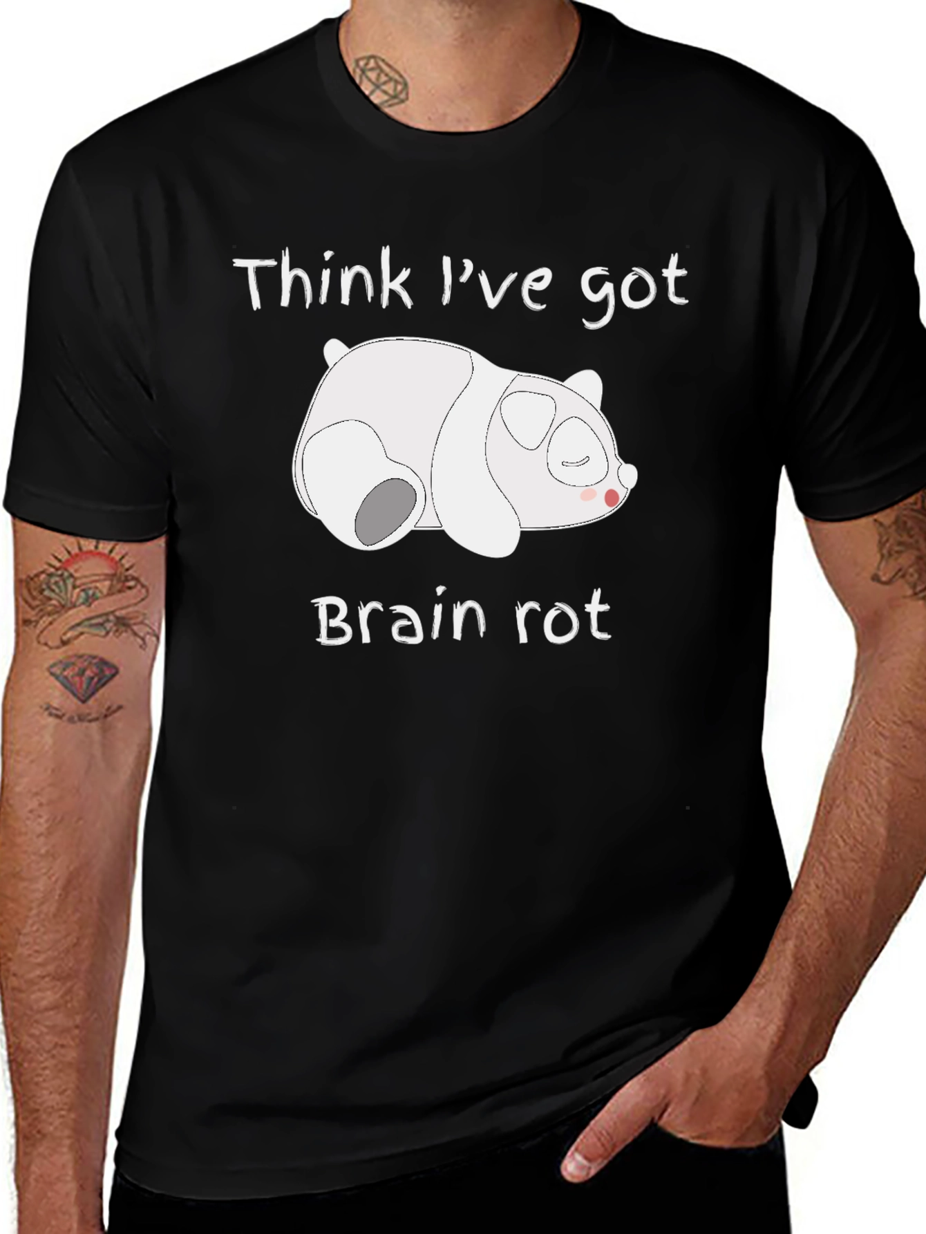 Brain Rot Panda Graphic Tee - Comfortable Cotton T-Shirt