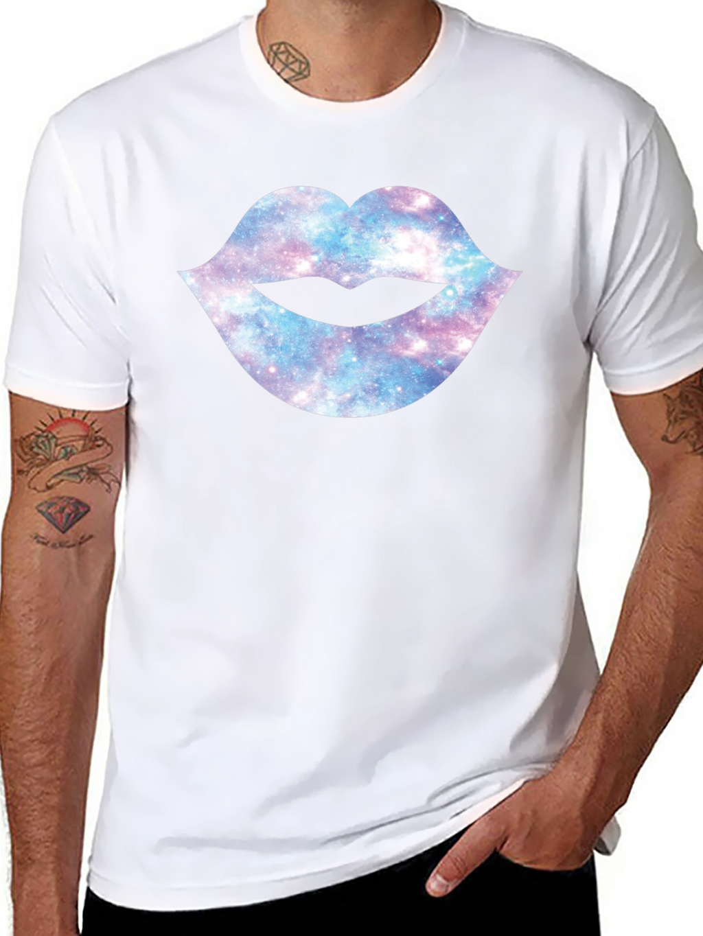 Galaxy Lips Graphic Black T-Shirt
