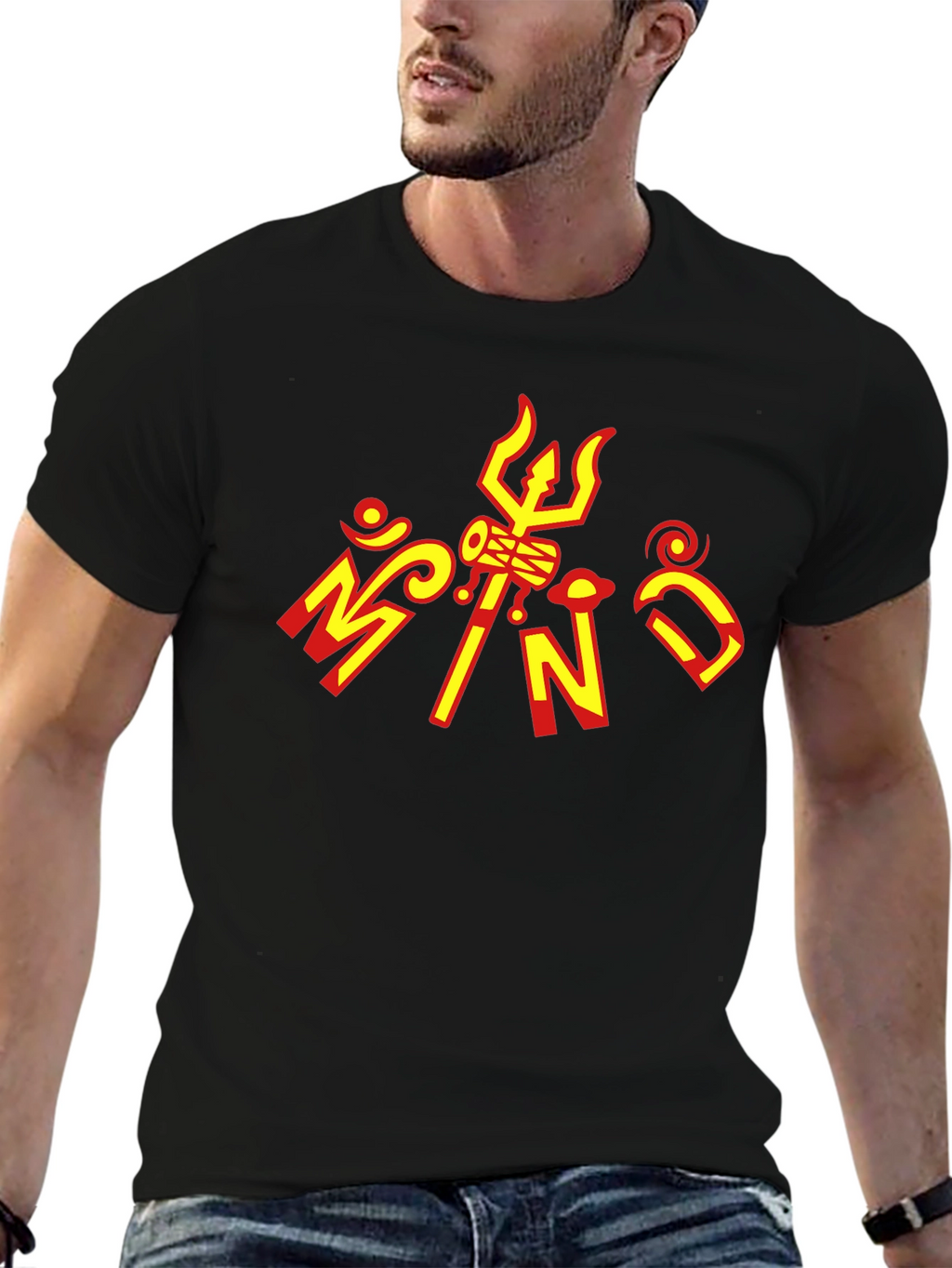 Black Graphic Tee - Hindu Design