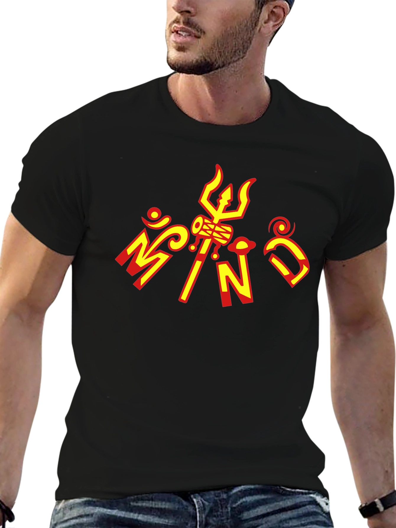 Black Graphic Tee - Hindu Design