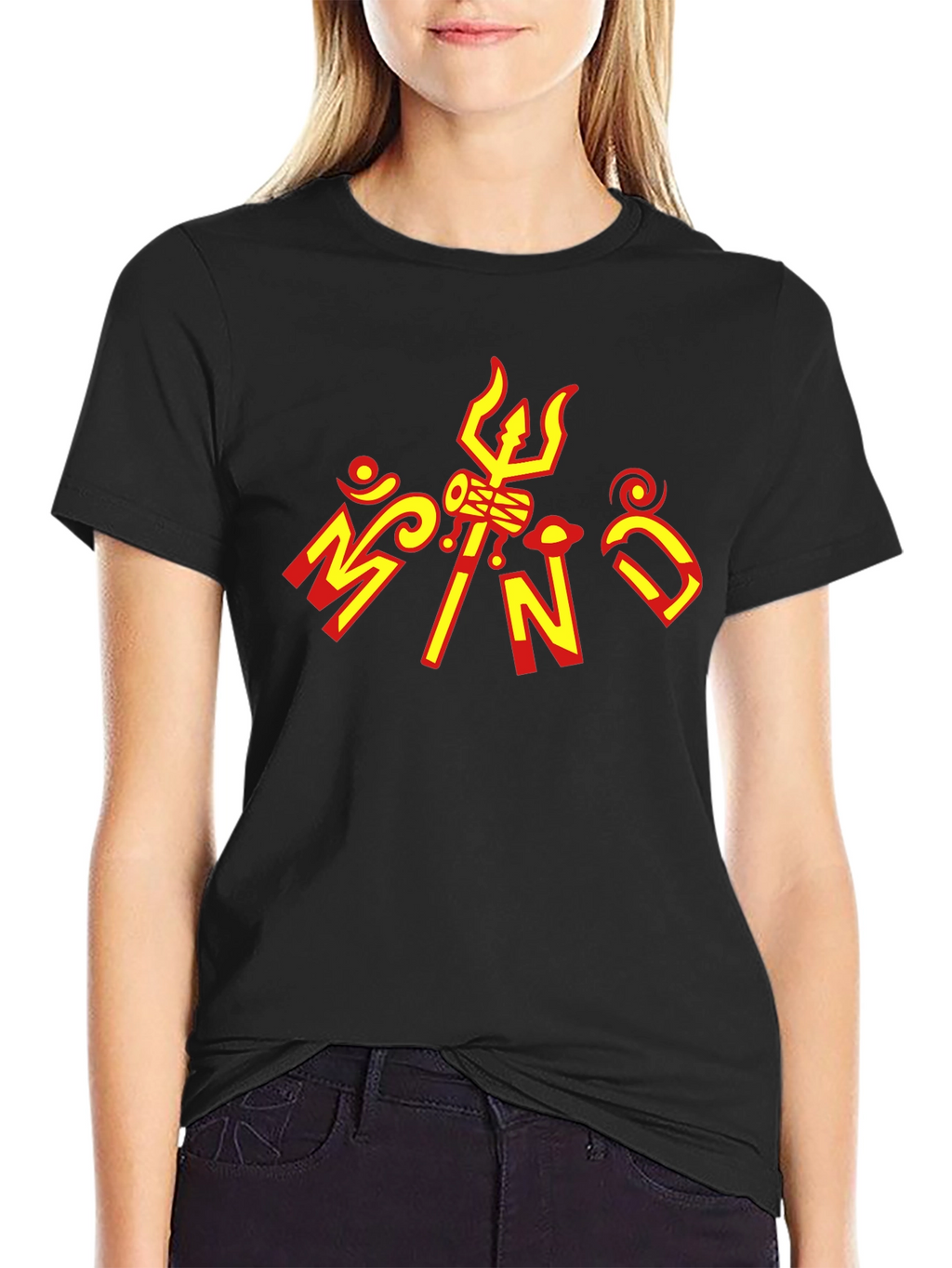 Black Graphic Tee - Hindu Design