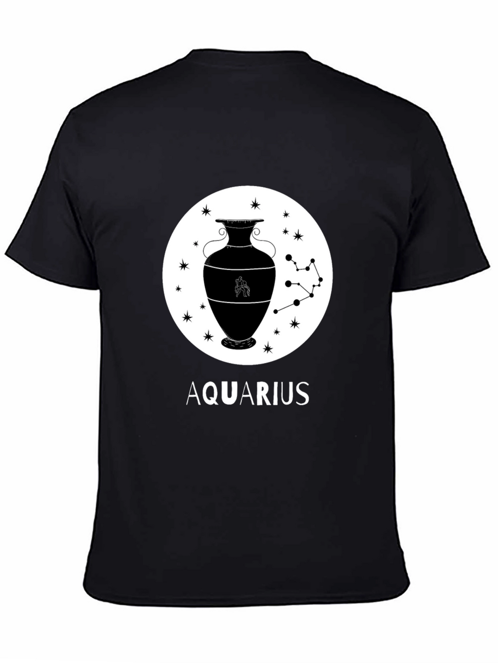 Aquarius Zodiac Graphic T-Shirt - Black