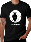 Aquarius Zodiac Graphic T-Shirt - Black