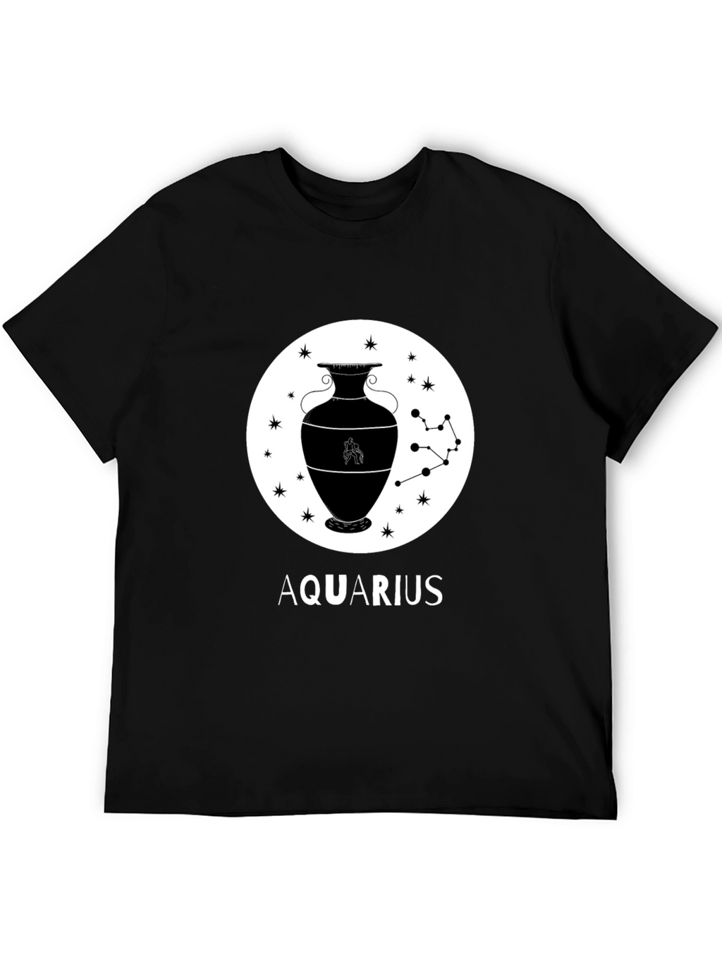 Aquarius Zodiac Graphic T-Shirt - Black