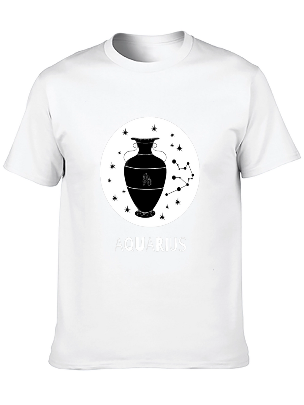 Aquarius Zodiac Graphic T-Shirt - Black