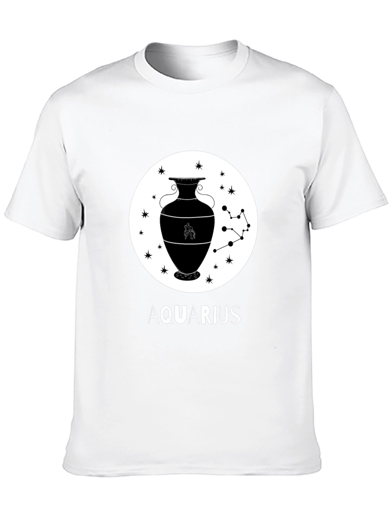 Aquarius Zodiac Graphic T-Shirt - Black