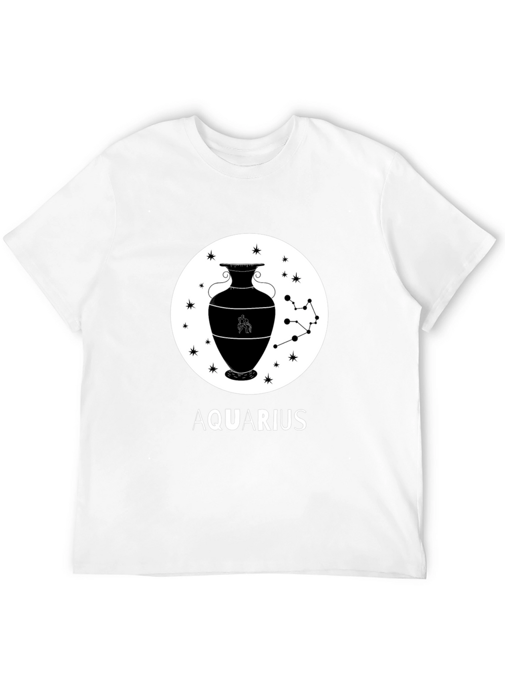 Aquarius Zodiac Graphic T-Shirt - Black