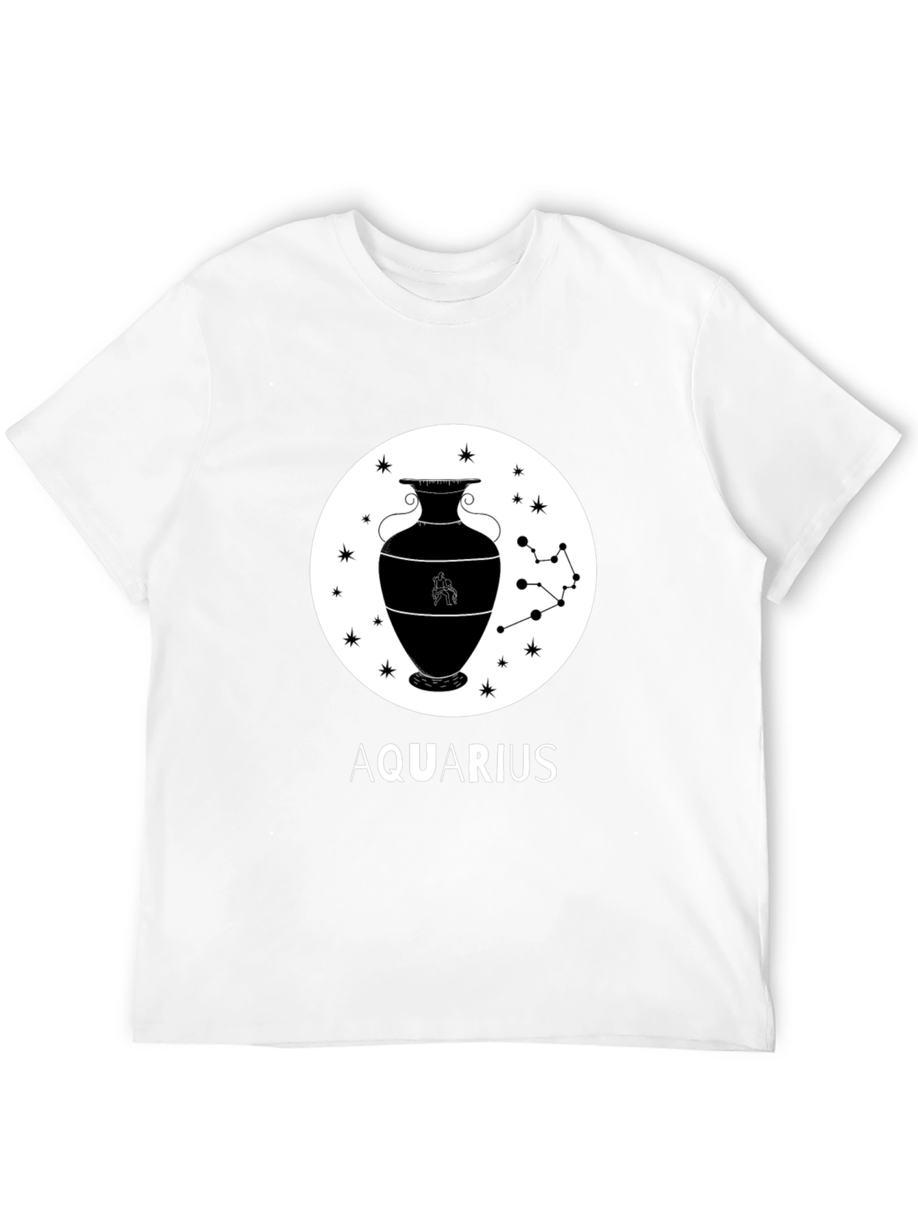 Aquarius Zodiac Graphic T-Shirt - Black