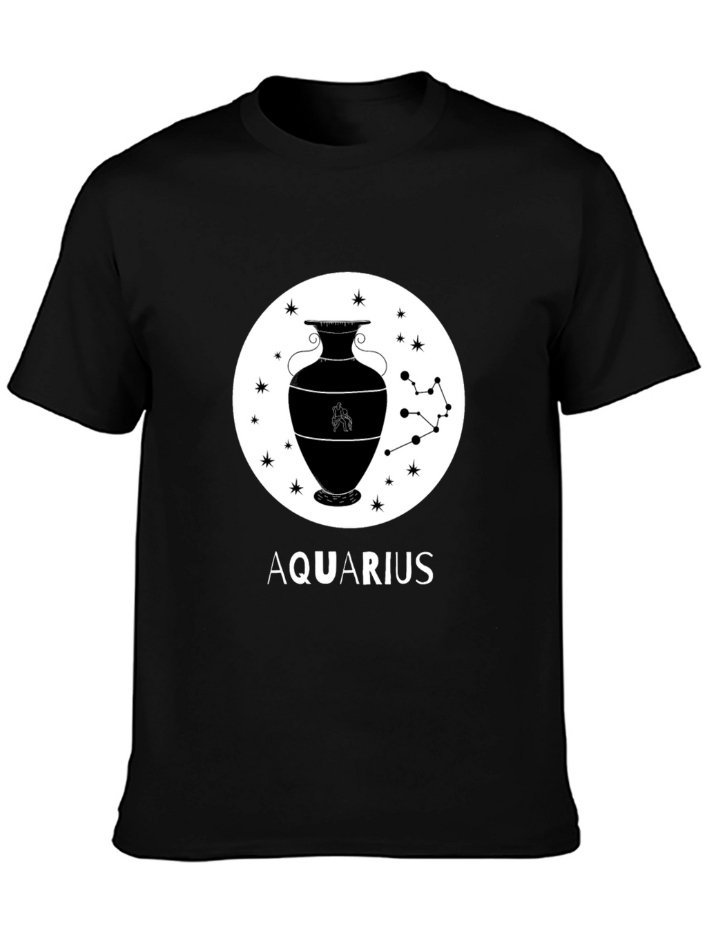 Aquarius Zodiac Graphic T-Shirt - Black