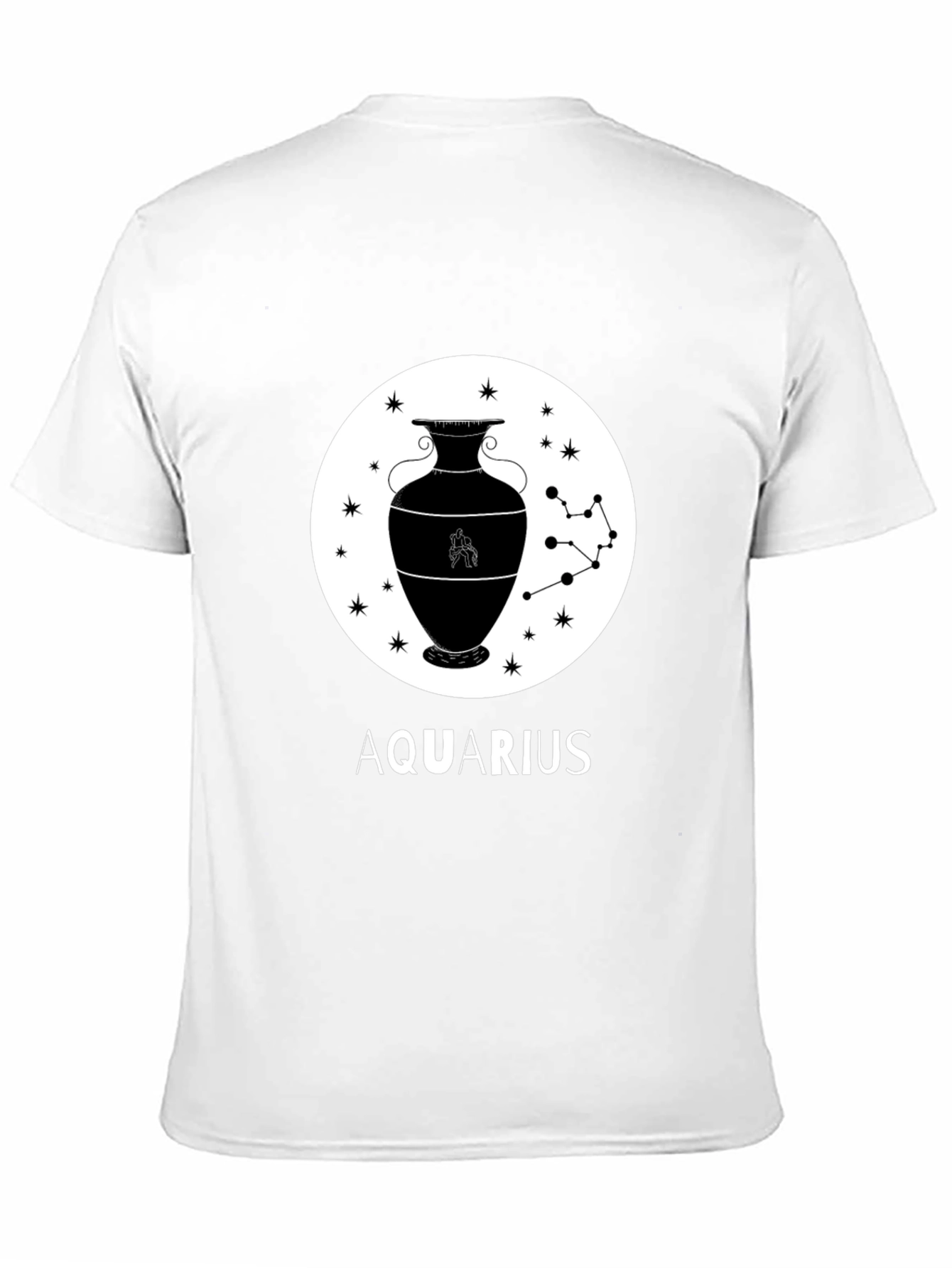 Aquarius Zodiac Graphic T-Shirt - Black