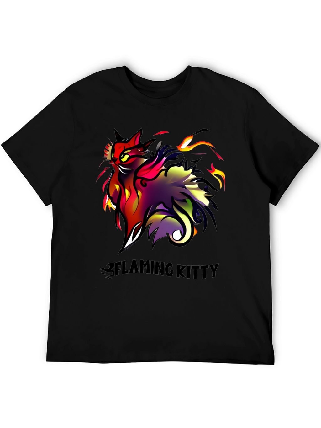 Flaming Kitty Black Graphic Tee