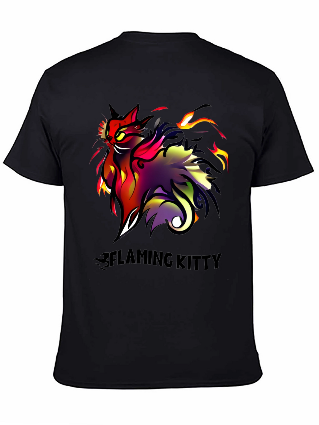 Flaming Kitty Black Graphic Tee