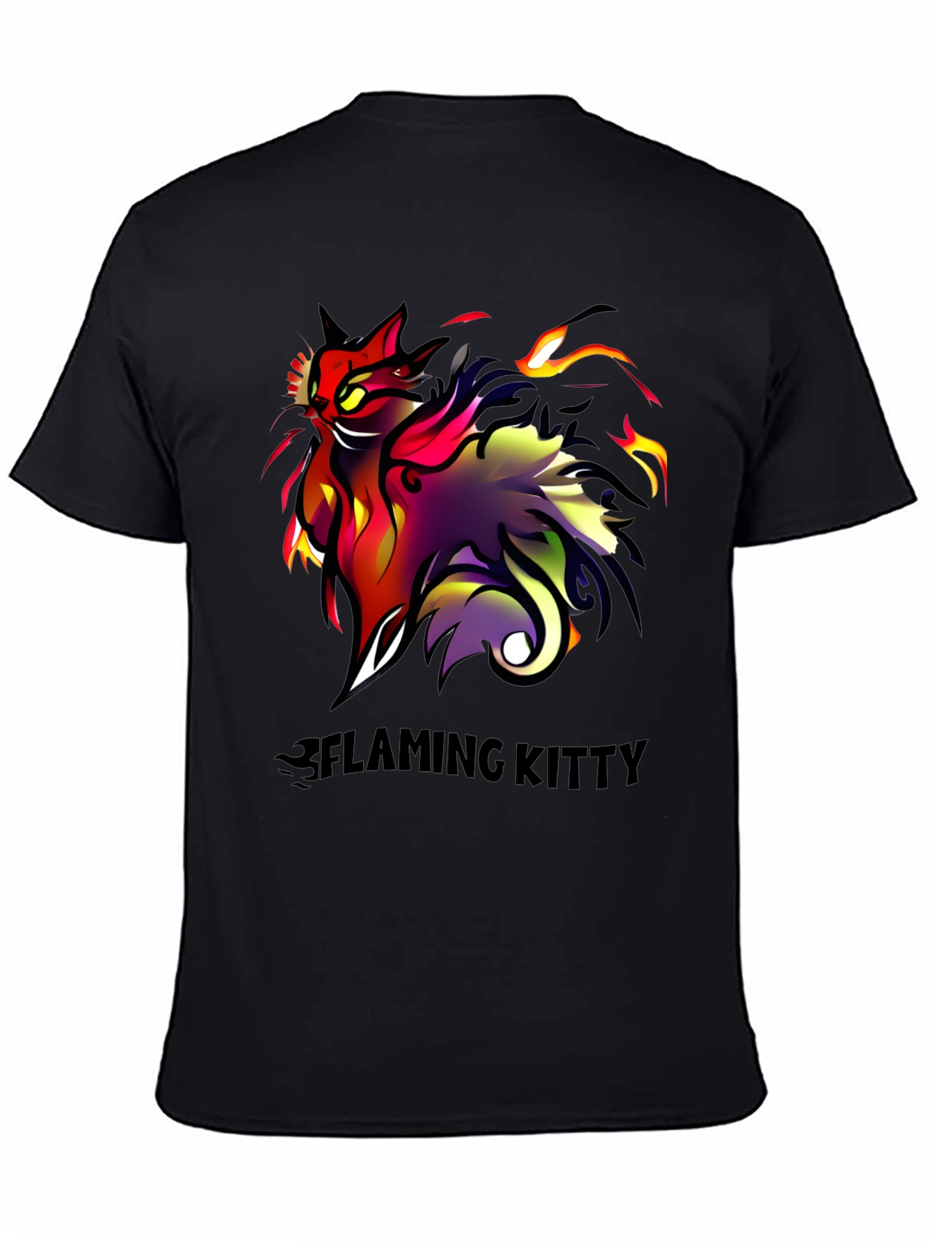 Flaming Kitty Black Graphic Tee