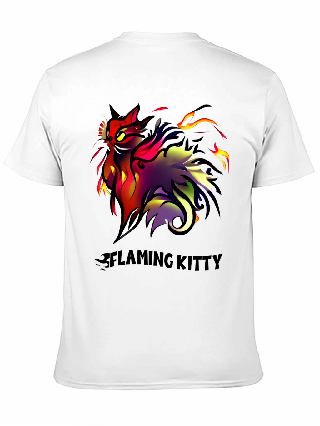 Flaming Kitty Black Graphic Tee