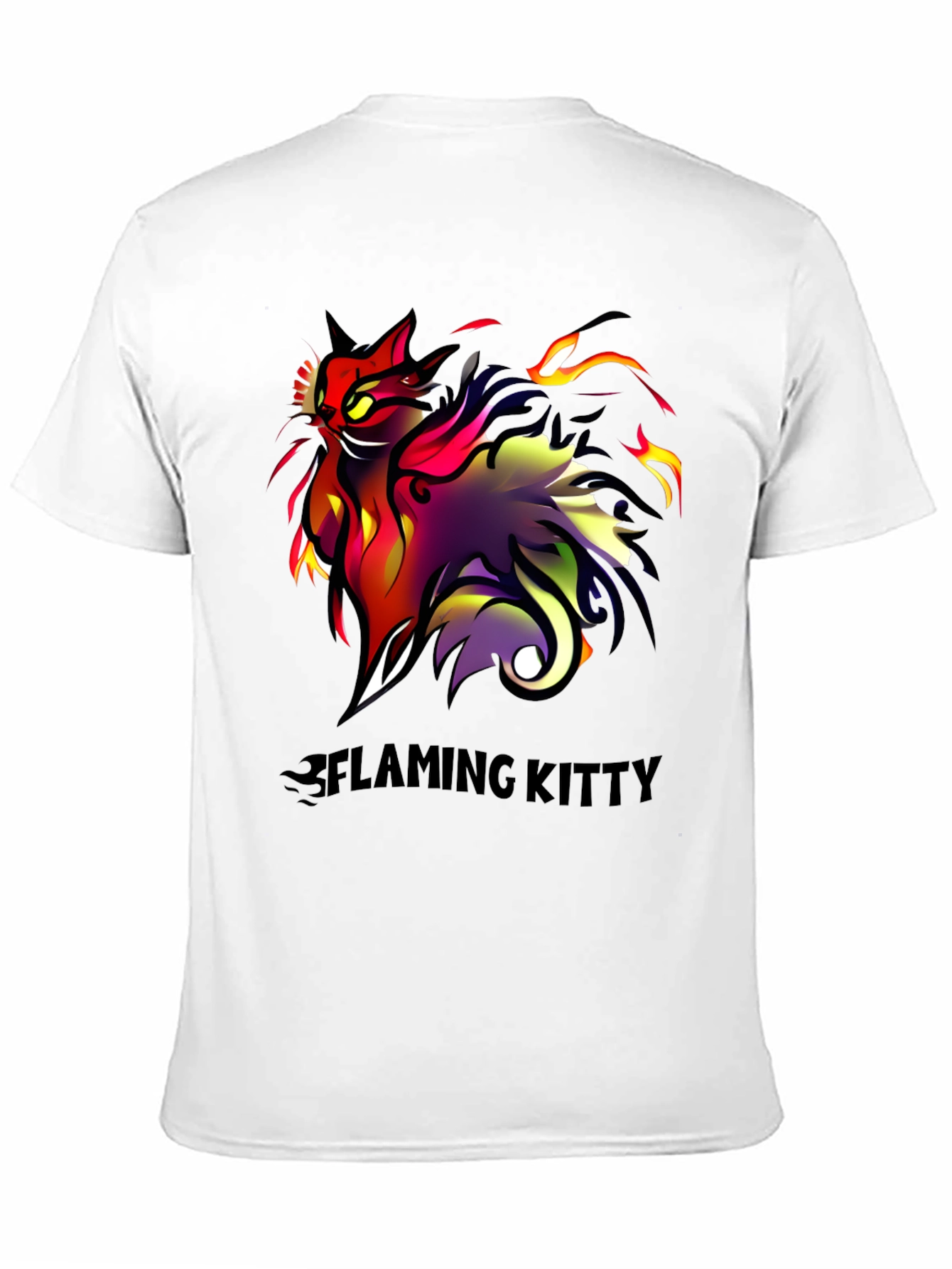Flaming Kitty Black Graphic Tee