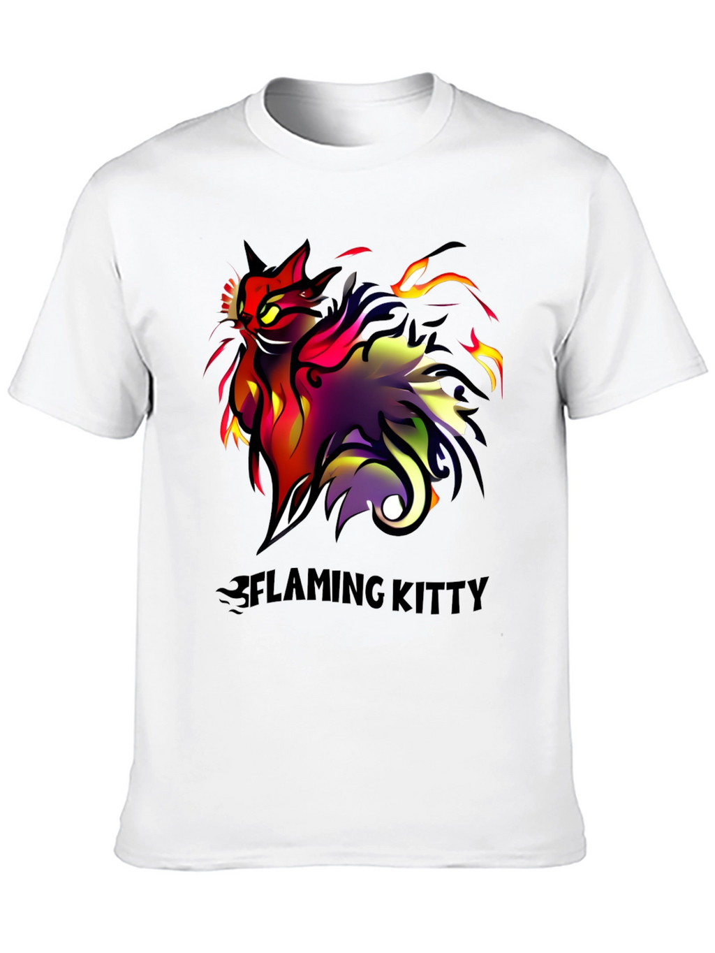 Flaming Kitty Black Graphic Tee