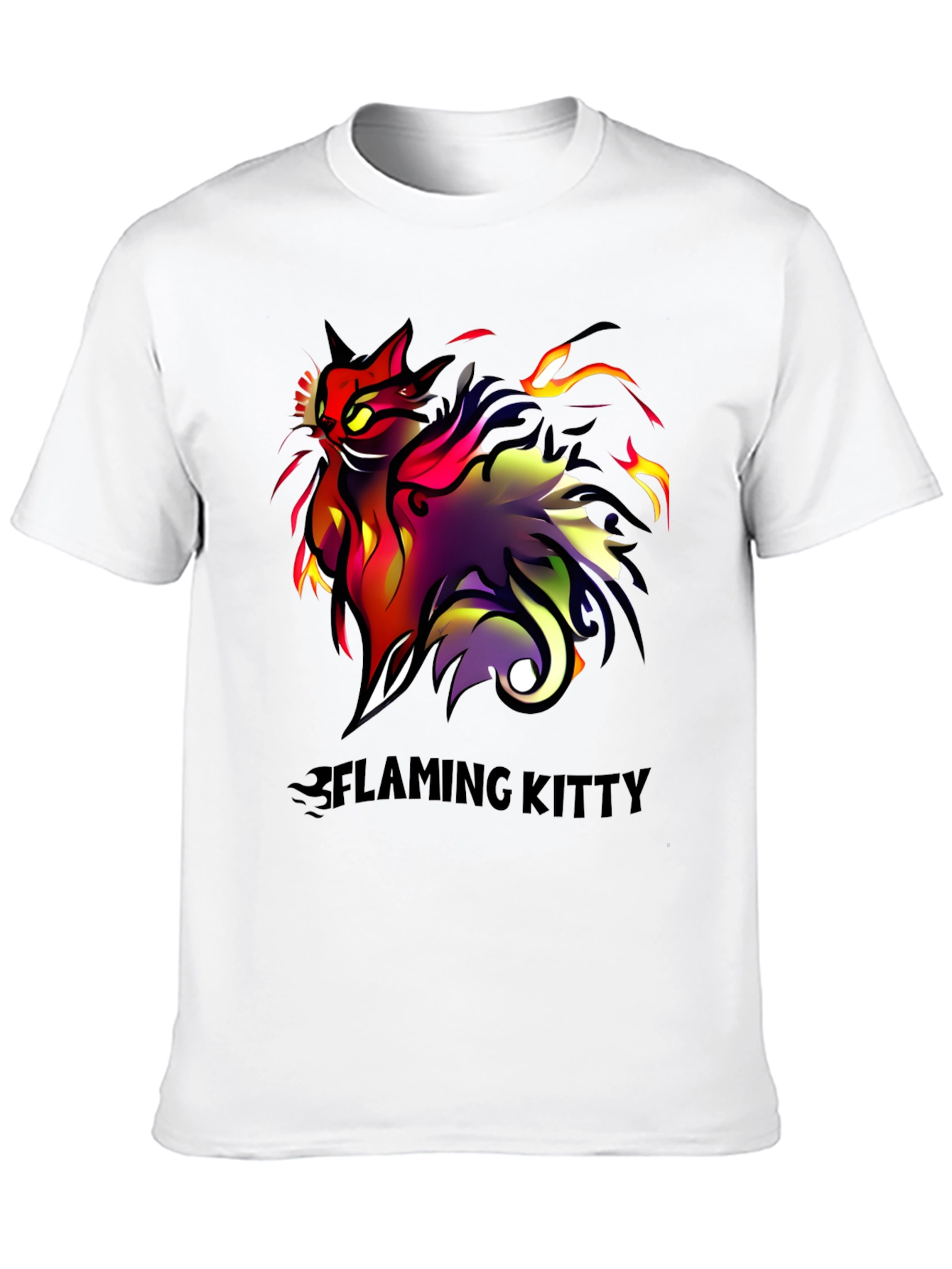 Flaming Kitty Black Graphic Tee