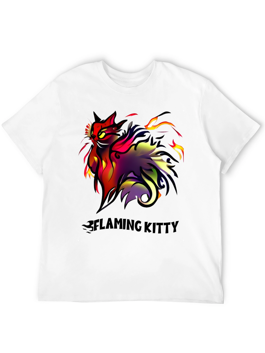 Flaming Kitty Black Graphic Tee
