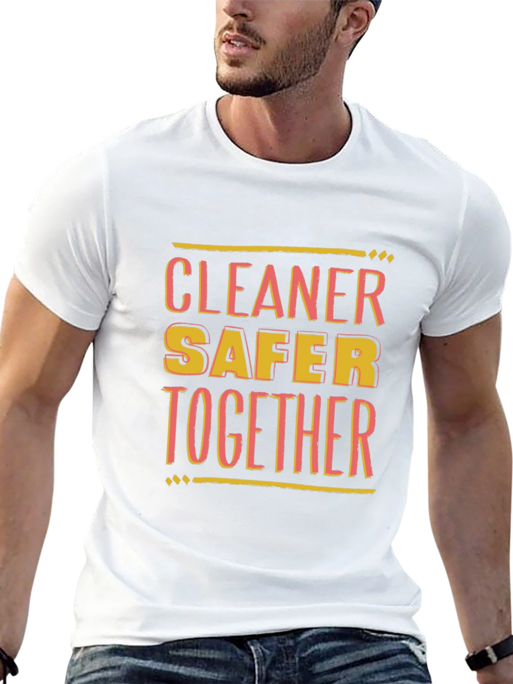 Cleaner Safer Together Black Graphic T-Shirt