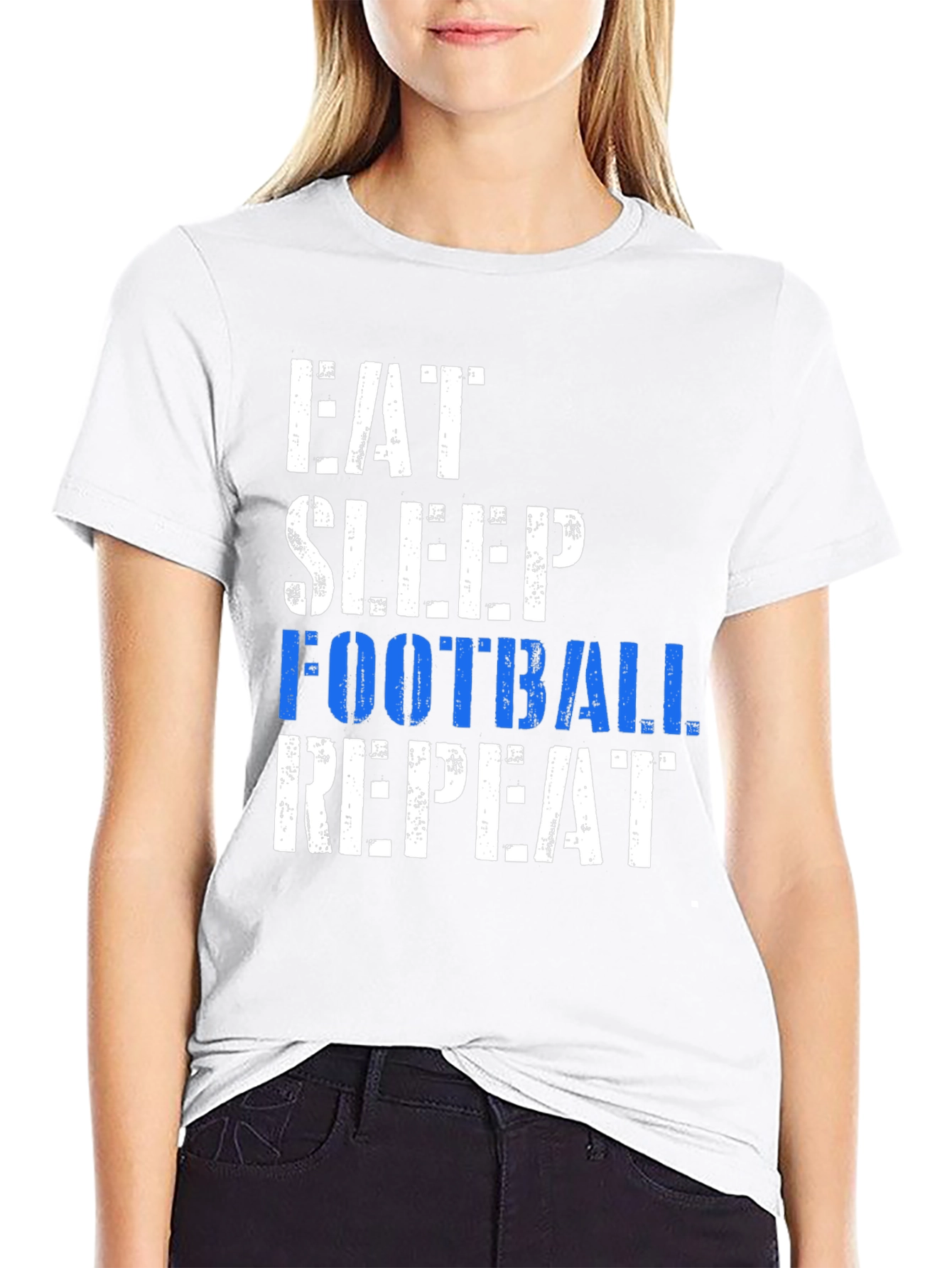 Eat Sleep Football Repeat Black T-Shirt